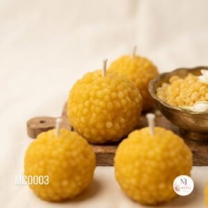 Handmade Boondi Motichoor Laddu Shaped Wax Candle (Festive Decorative Set of 4)