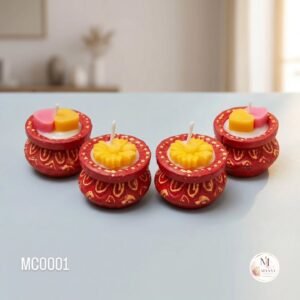 Handcrafted Terracotta Matka Diya Wax Candles for Diwali & Festive Decor (Set of 2)