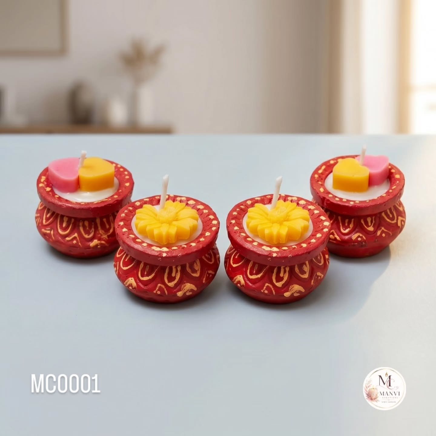 Handcrafted Terracotta Matka Diya Wax Candles for Diwali & Festive Decor (Set of 2)