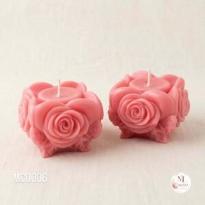 MC0006 - Handcrafted Rose Flower Pillar Candle Set (Pack of 2)
